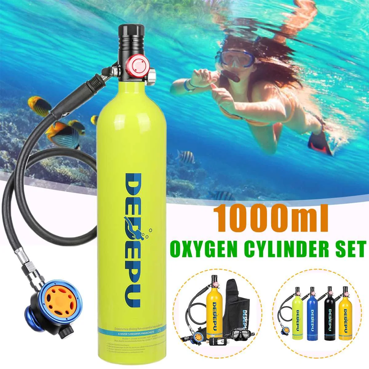Портативный резервуар для дайвинга с кислородным цилиндром 6 стилей 1 л