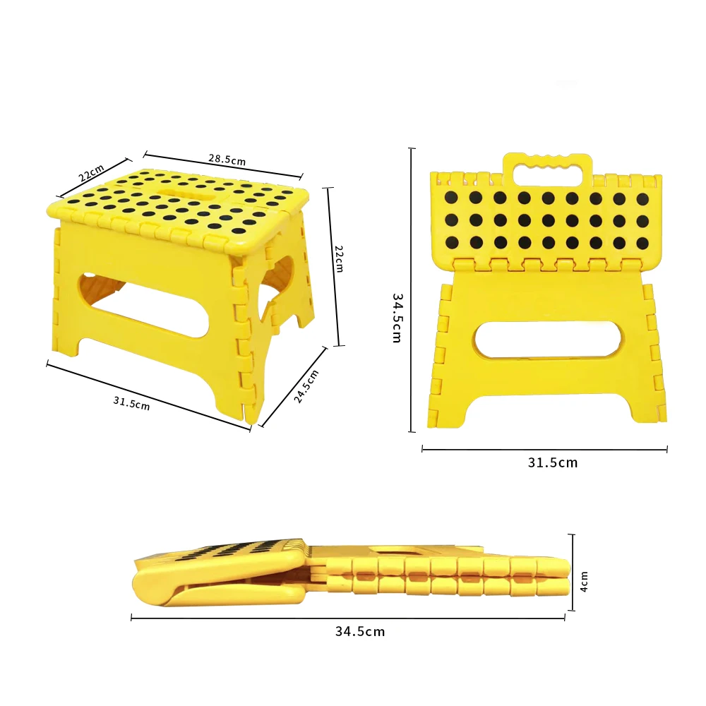 

Folding Step Stool Portable Stool with Handle Plastic Non-Slip Foot Stool Holds Up to 250lb Collapsible Kitchen Step Stool
