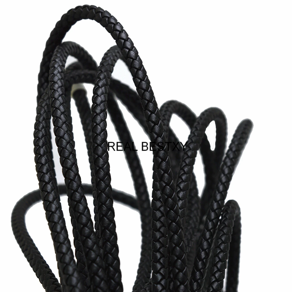 Круглые черные кожаные шнуры 6 мм для изготовления ювелирных изделий ожерелий и