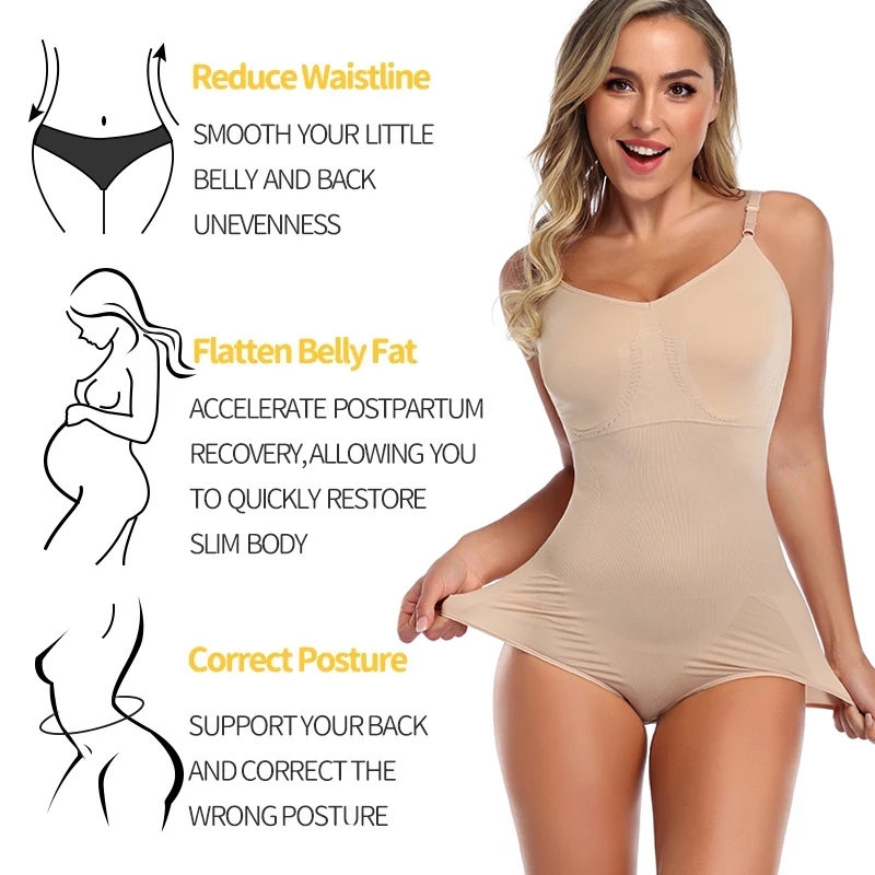 shapewear bodysuit Waist Trainer Shapewear for Women Tummy Control Slimming Bodysuit Tops Body Shaper Seamless Open Crotch Underwear Abdomen Reduce honeylove shapewear