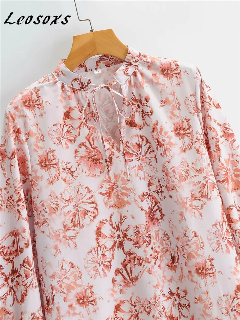 

Leosoxs loose pull-on print women dress long sleeve elastic cuffs straight loose elegant dresses 2021 spring summer new