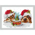 Рождественский Рисунок котенка и щенка, вышивка крестом 14ct 11ct, счетный и штампованный Набор для вышивки крестом, сделай сам, рукоделие
