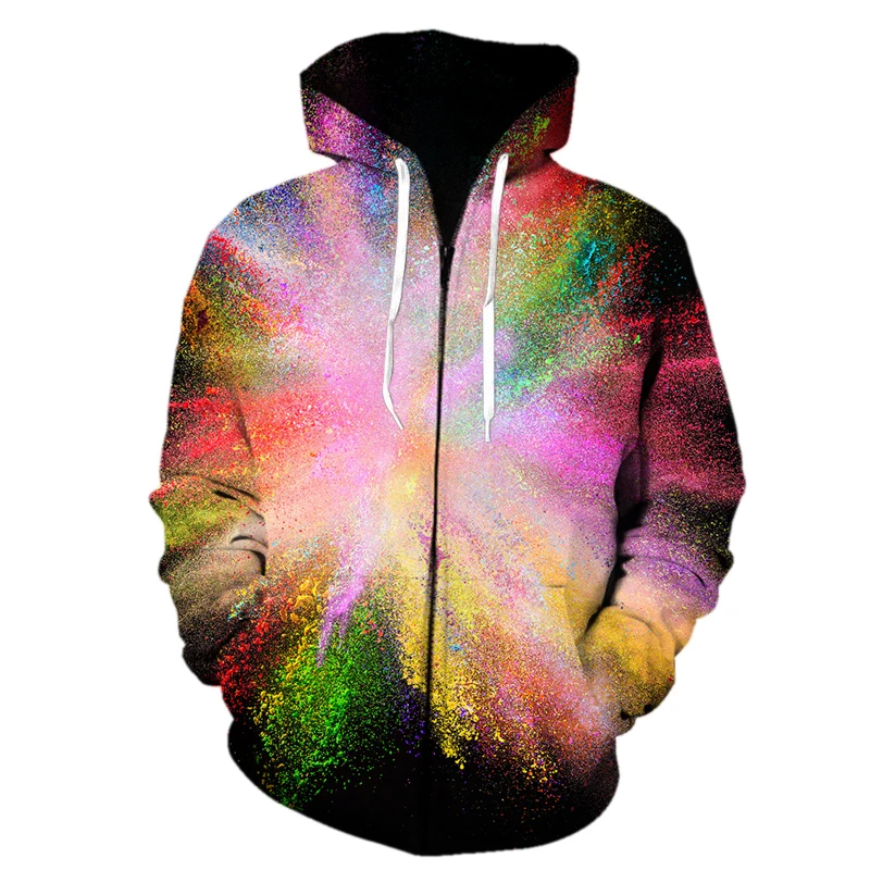 Толстовка унисекс оверсайз на молнии с 3D-принтом | Мужская одежда