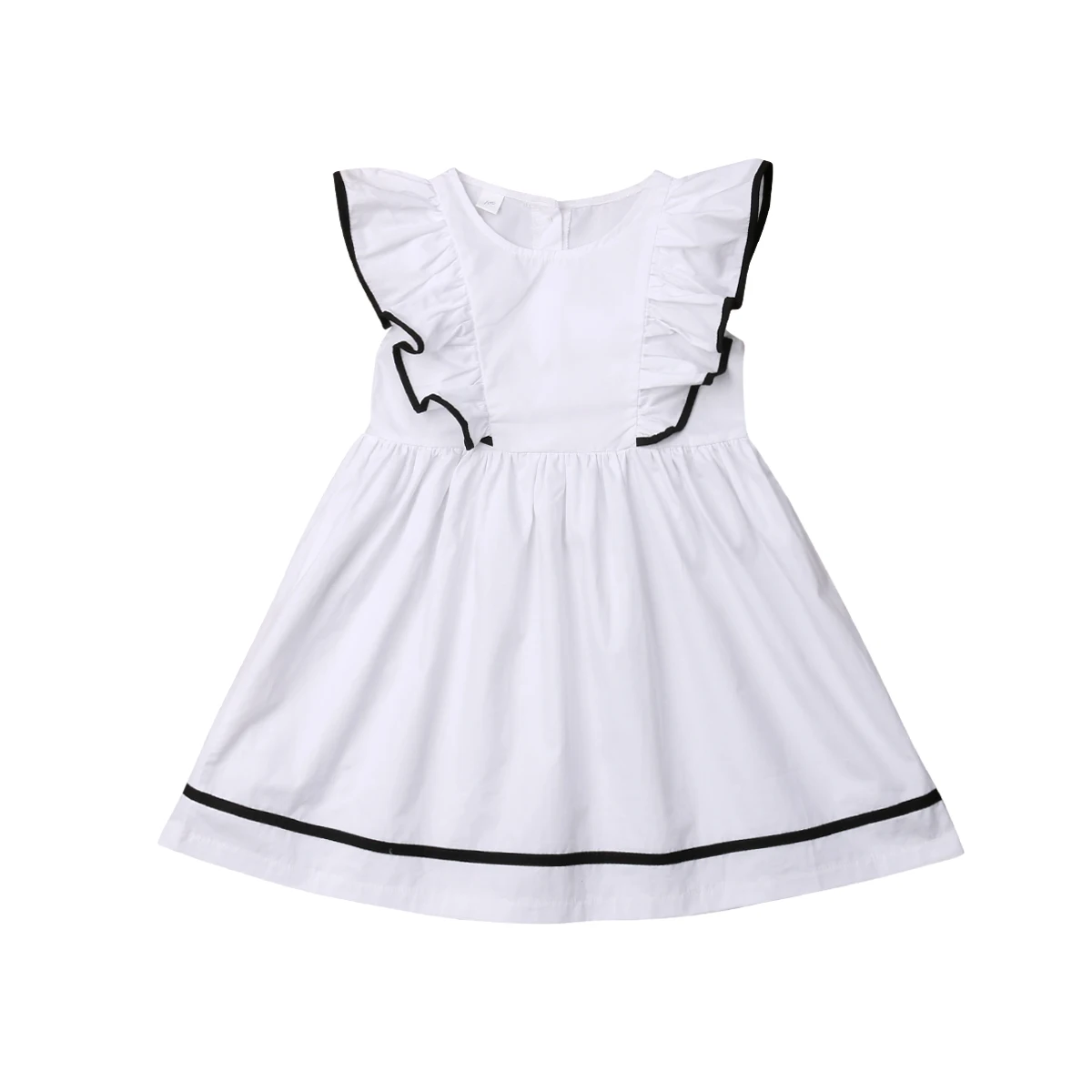 Милое модное однотонное платье принцессы без рукавов с оборками для маленьких