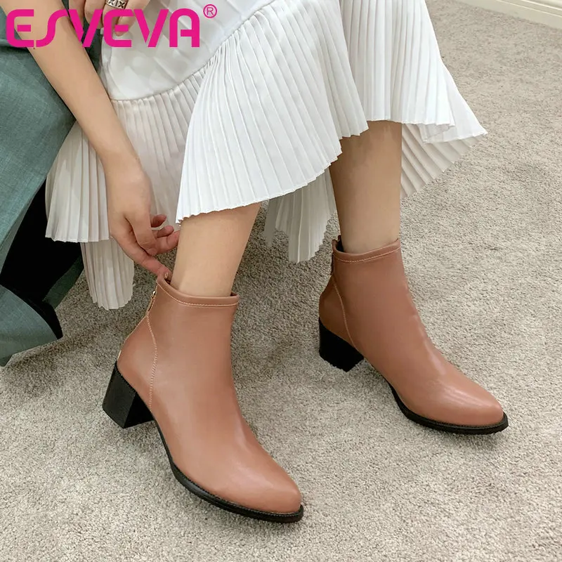 Женские ботильоны из искусственной кожи на молнии с круглым носком размеры 34-43 |