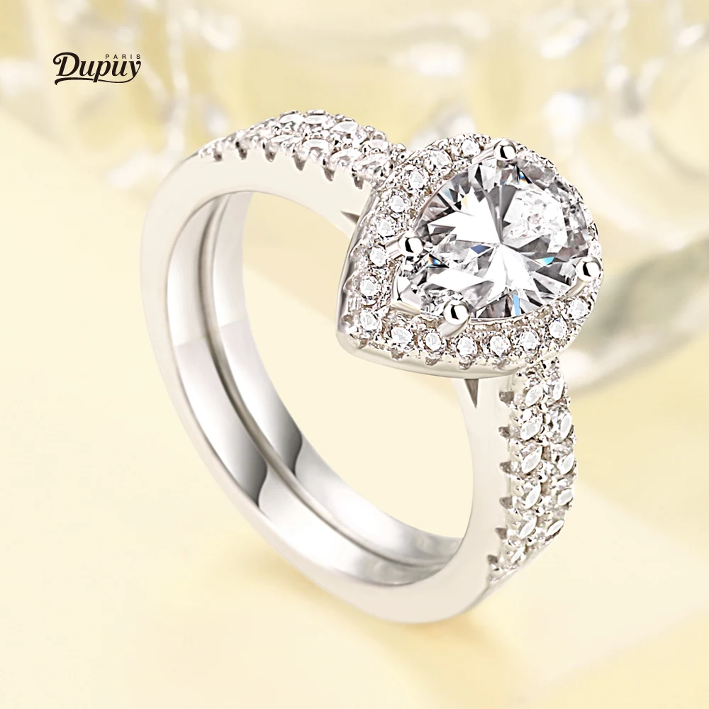 DUPUY кольцо из стерлингового серебра с блестящим кубическим цирконием 6*9 мм