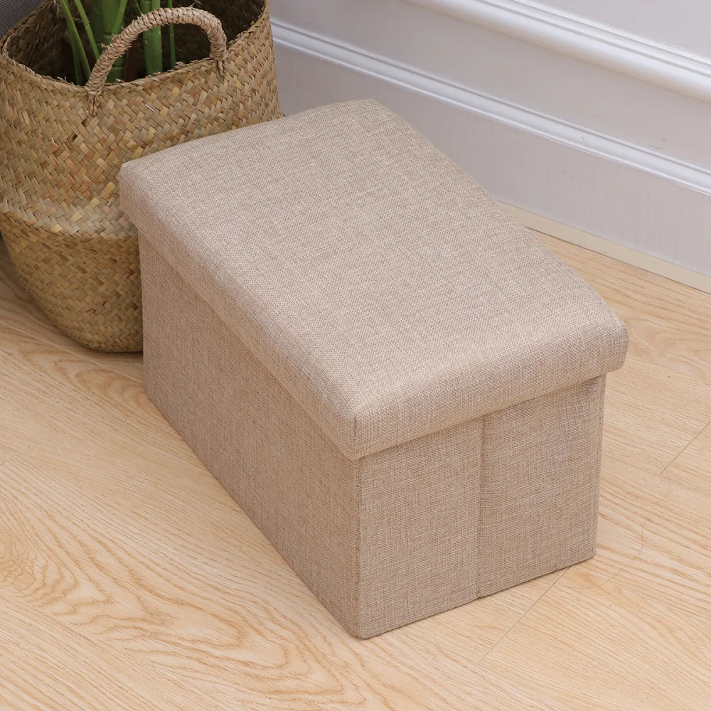 

Foldable Storage Ottoman with Folding Chest Storage Box Linen Fabric Ottomans Bench Foot Rest for Bedroom Living Room (Grey)