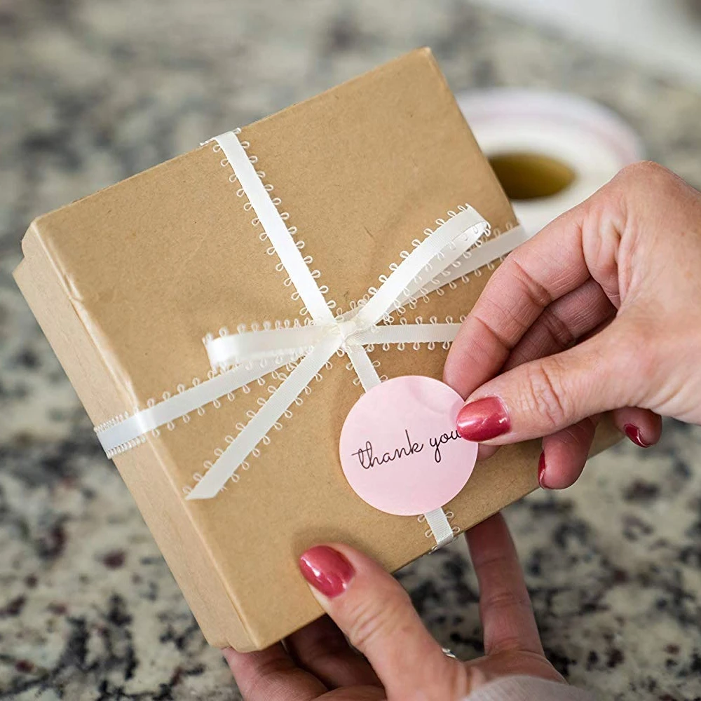 500 шт. спасибо наклейки 1 дюйм Розовые для компании подарок и день рождения