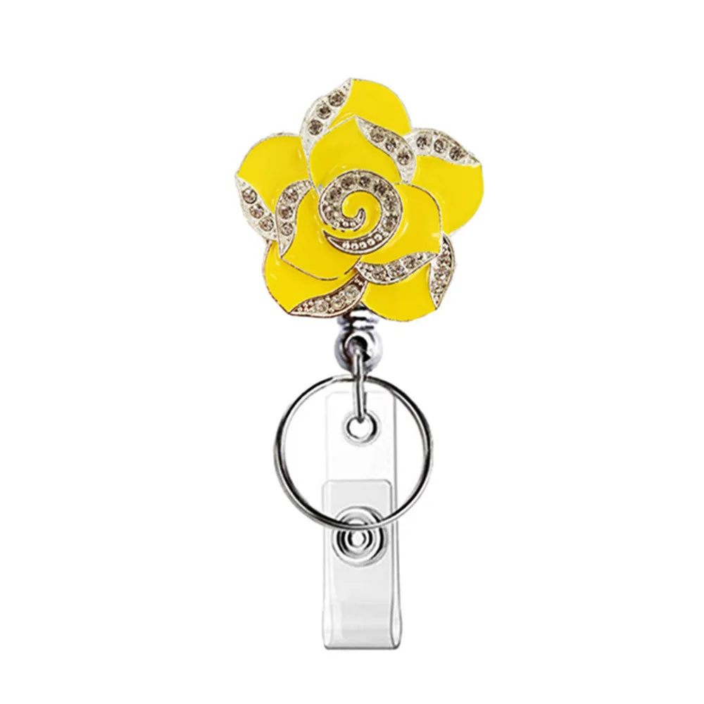 

7 Color Fashion Flower Shape Retractable Nurse Badge Reel Clip Badge Holder Students Doctor Id Card Holder Key Chain
