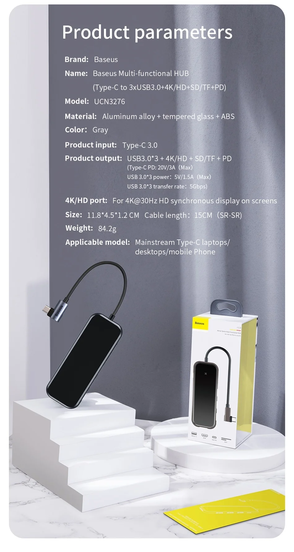 Baseus USB-C Тип C концентратор HDMI RJ45 Мульти USB 3,0 адаптер для MacBook Pro Air док-станция USB C концентратор с Беспроводной Зарядное устройство для наручных часов iWatch