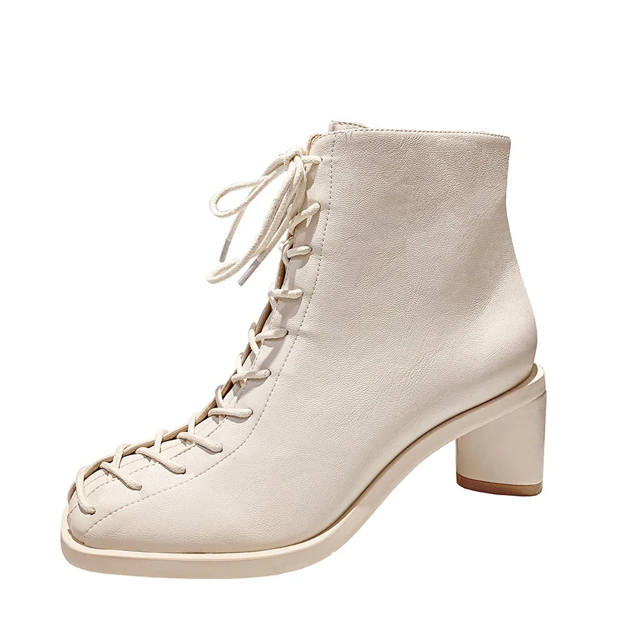 

Sexy lace up Martin boots high heel versatile temperament thick heel short boots women's Boots