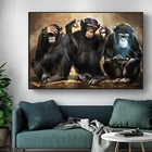 Nordic Стиль фотографии животных три обезьяны холст для живописи настенные художественные плакаты и принты для современных Гостиная украшения картина без рамки