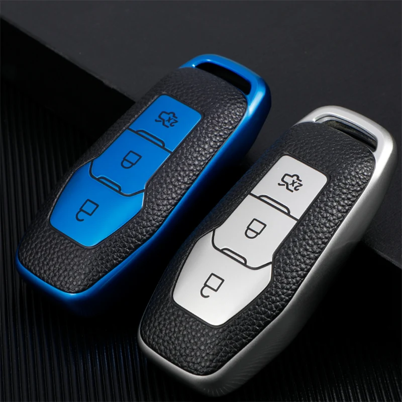 

TPU Leather Key Cover Case for Ford Fusion Mondeo Mustang F-150 Explorer Edge 2015 2016 2017 2018 Car Styling Key Protection