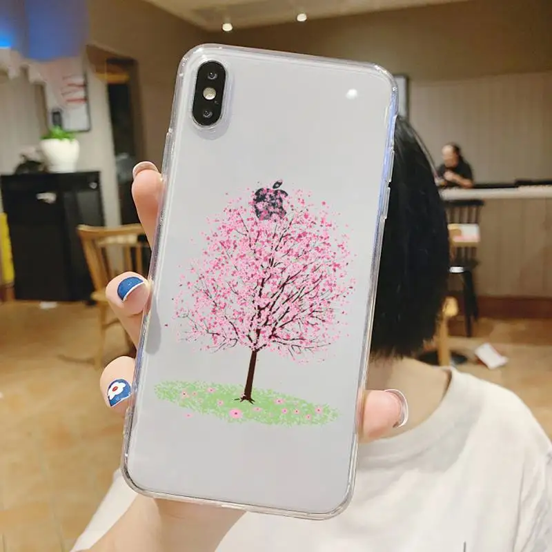 

Cherry blossoms pink design pattern Phone Case Transparent soft For iphone 5 5s 5c se 6 6s 7 8 11 12 plus mini x xs xr pro max