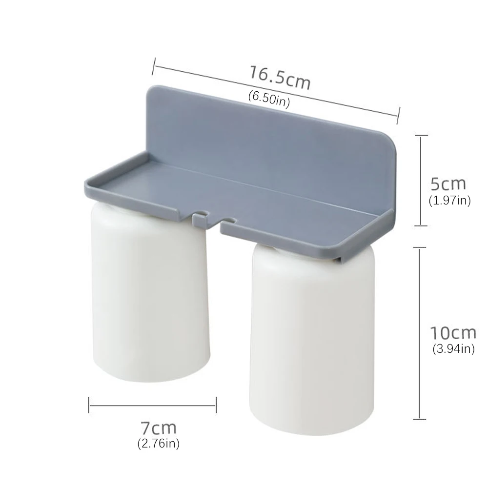 

Strong Adsorption Toothbrush Holder Bathroom Organizer Toothpaste Rack Container Wall Hanging Rack With Cup Bathroom Accessory