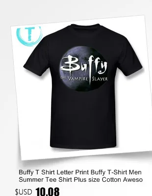 Buffy T Shirt Letter Print Buffy T-Shirt Men Summer Tee Shirt Plus size Cotton Awesome Short-Sleeve Printed Tshirt