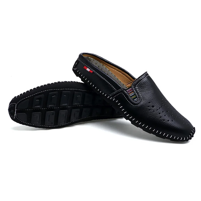 Genuine Leather Shoes Men Sandals 2021 Cow Summer Holiday Breathable Holes Footwear Male KA1500 | Обувь