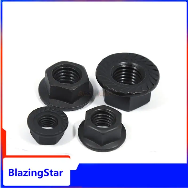 

2/10pc M3 M4 M5 M6 M8 M10 M12 High Quality Black A2-70 304 Stainless Steel Hex Head Serrated Spinlock Flange Nut Locknut DIN6923