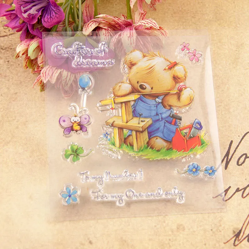 

Bear Transparent Clear Silicone Stamp Seal for DIY Scrapbooking Photo Album Decorative Clear Stamp T3053
