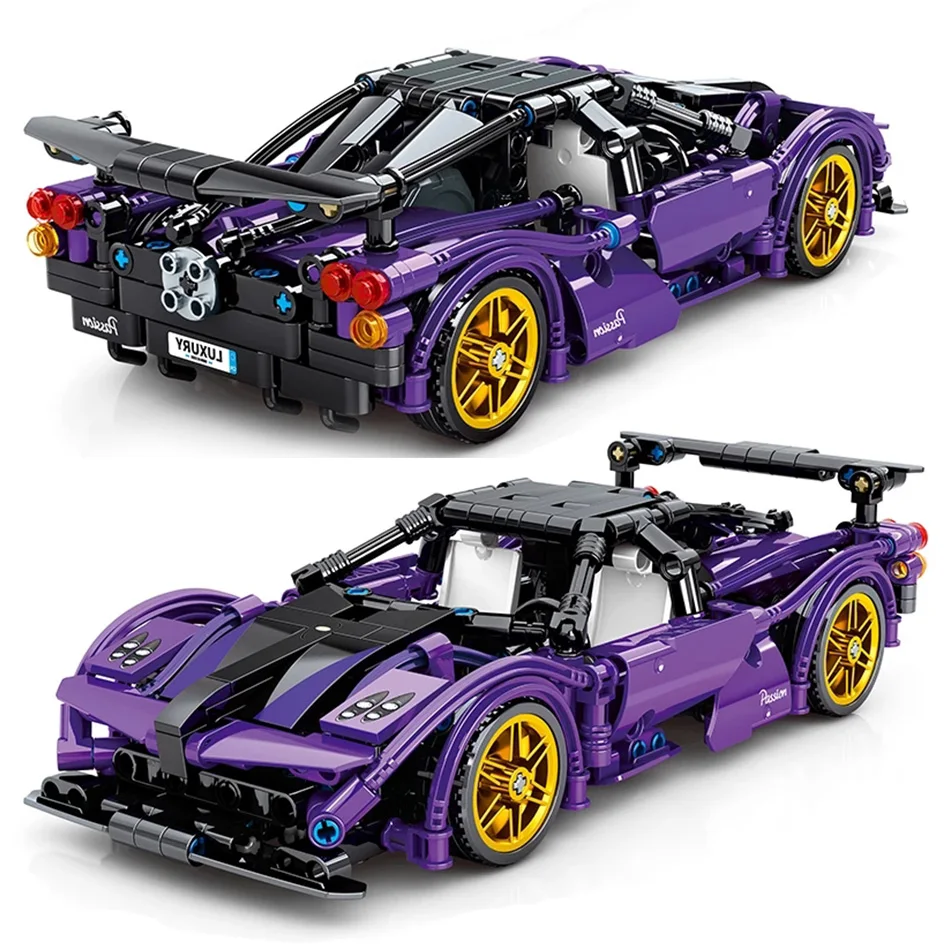 

454 шт. технический фиолетовый эксперт спортивный гоночный автомобиль, строительные блоки, высокотехнологичный автомобиль, конструктор, игр...