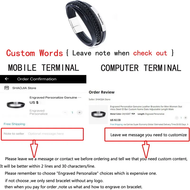 Персонализированный плетеный браслет из нержавеющей стали мужской с именем на