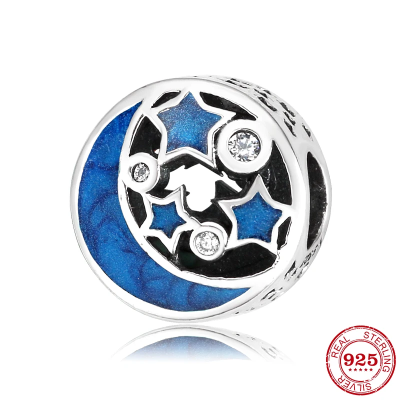 Женский браслет-Шарм Луна и звезды из серебра 925 пробы | Украшения аксессуары