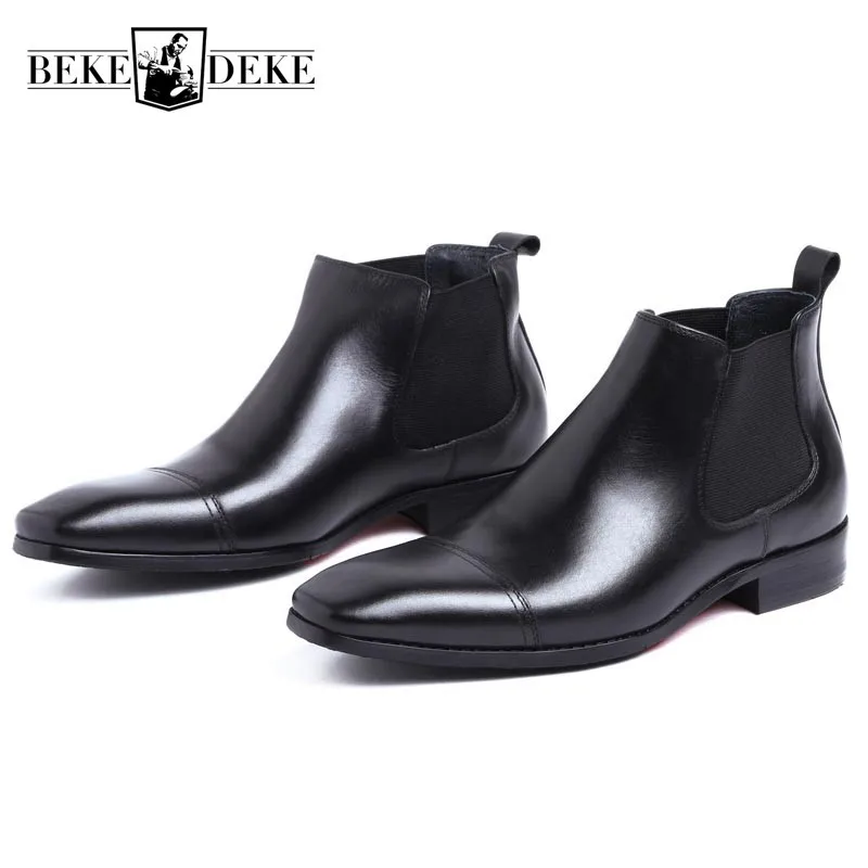 Ботинки Челси мужские из натуральной кожи роскошные классические ботинки для