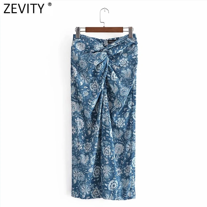 

Женская винтажная юбка-Тотем Zevity с цветочным принтом, с узлом, с разрезом, трапециевидная юбка, женские летние платья на молнии сзади, QUN764