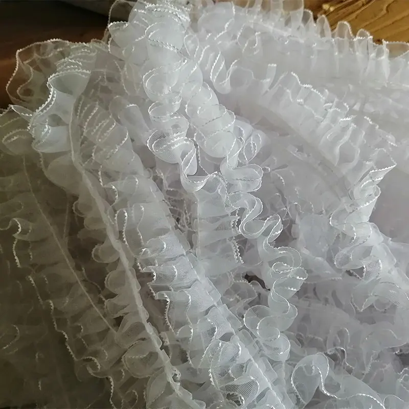 1m Handmade shoes clothing material white double-layer dress lace decoration skirt trim 2cm | Дом и сад
