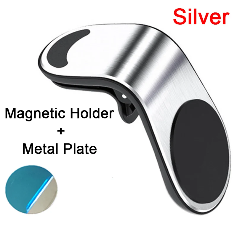 Магнитный автомобильный держатель для телефона алюминиевый корпус для телефона для Volkswagen vw 07 EOS 2,0 TF Phaeton 6,0 EOS 2,0 FS Touareg PTouareg Touran - Цвет: Серебристый