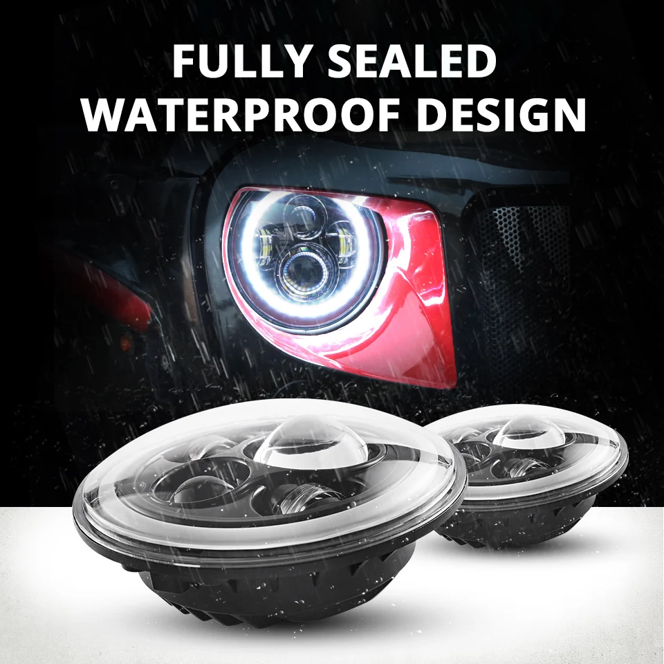Мотоцикл 7 &quotсветодиодный фары 60 Вт Hi Lo Beam Halo Angel Eye DRL Янтарный указатель поворота