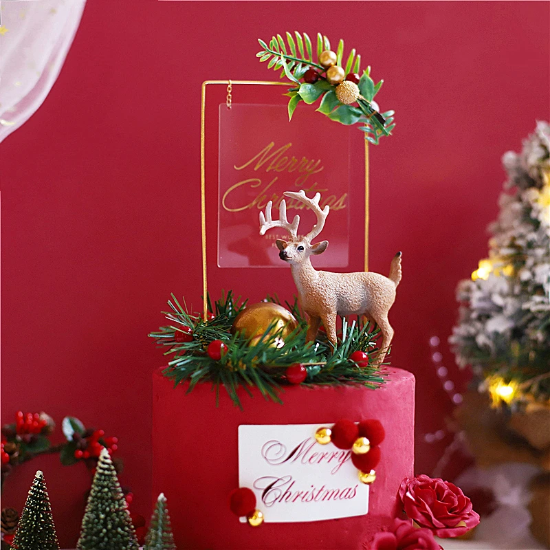 Лесной стиль цветы листья олень дерево веселая фотография украшение для выпечки