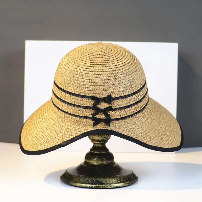 Летняя Женская Роскошная соломенная шляпа QIAOJIU001 с разрезом Солнцезащитная