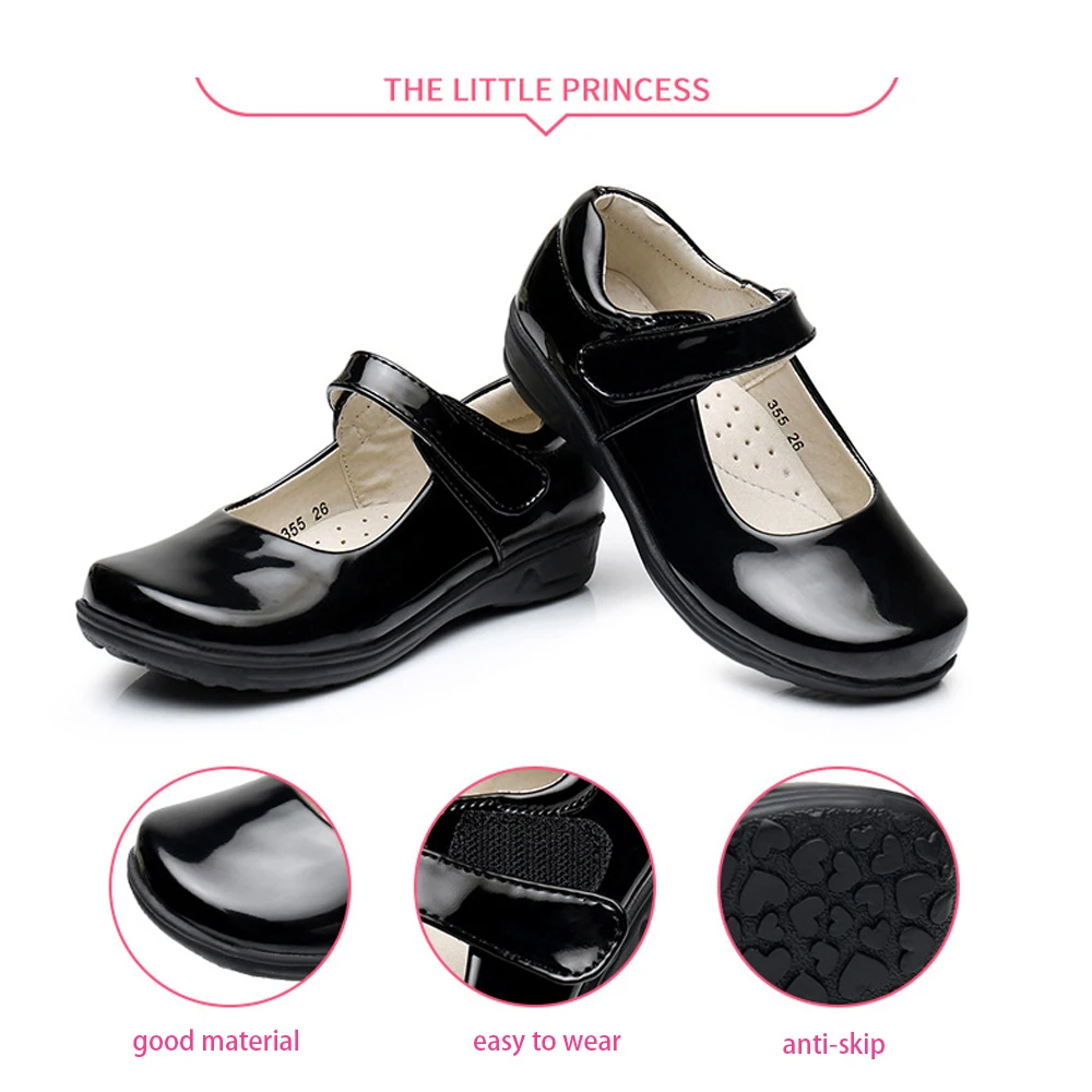 school shoe girl PU leather strip velco anti skip HI POLY insock |