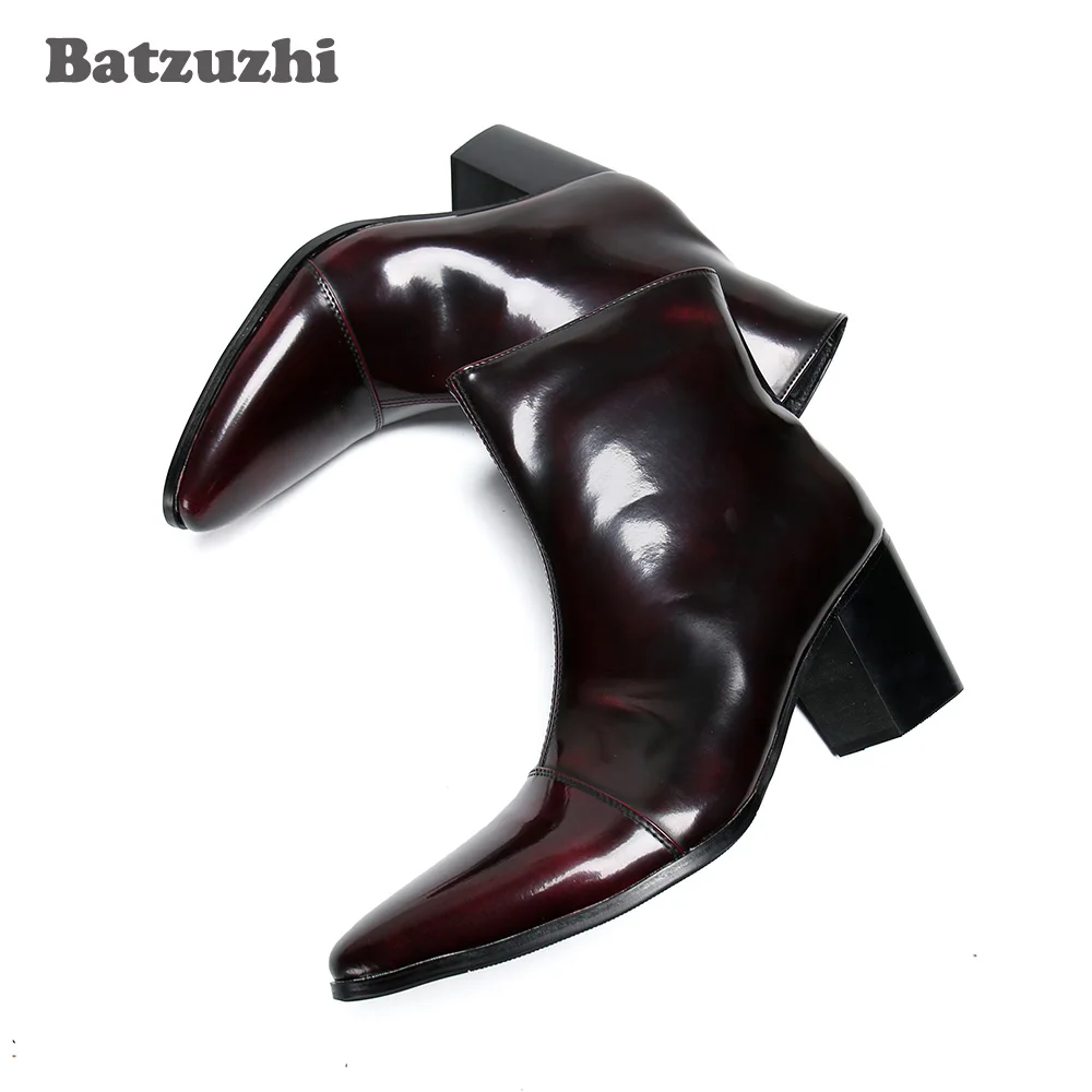 Мужские ботинки ручной работы Batzuzhi кожаные ботильоны с острым носком мужские