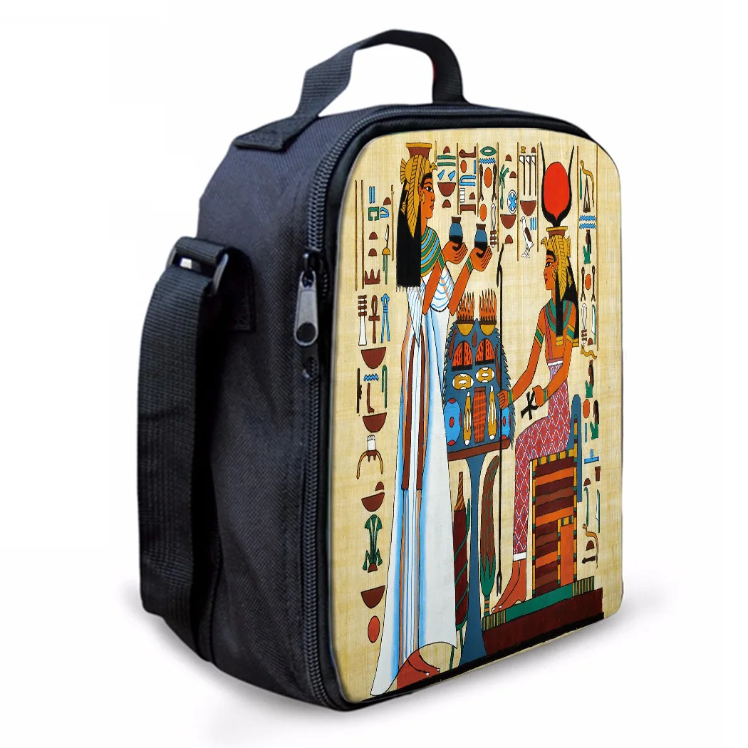 Women Ladies Girls Kids Portable Insulated Lunch Bag Box Ancient Egyptian Papyrus Picnic Tote Cooler |