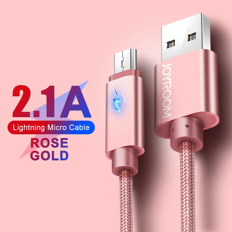 Joyroom, Micro USB кабель, быстрая зарядка, USB кабель для передачи данных, шнур, зарядное устройство, Microusb кабель для samsung, Xiaomi Redmi, Android, Microusb, 1 м - Цвет: Rose Glod