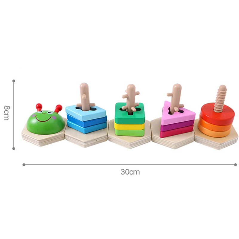 Baby Kids Rainbow Wooden Block Sets 2019 Educational Geometric Shape Matching Toys For Children Animal Stacking Toy Good Selling | Игрушки и