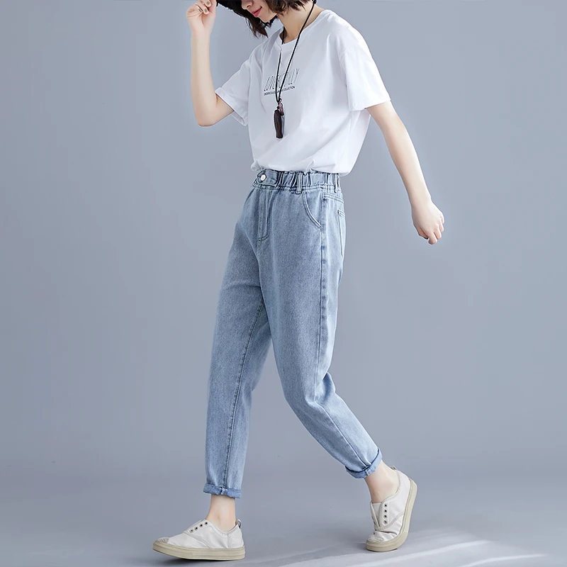 Женские винтажные джинсы с высокой талией шаровары женские ковбойские 2020|Джинсы