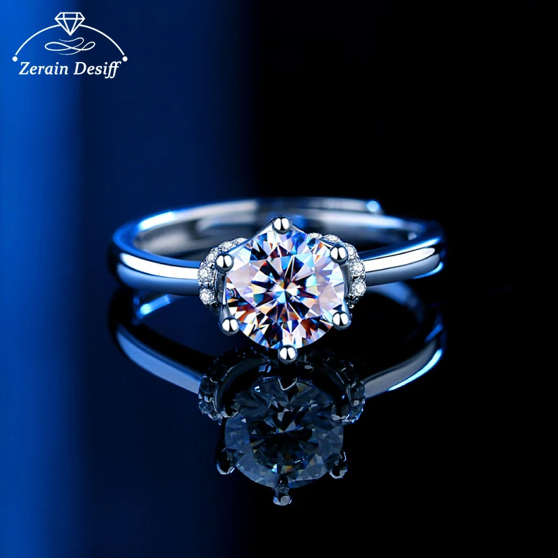

Moissan Diamond Ring Ladies 925 Sterling Silver Eternal Six-Claw Carat Wedding Ring Girlfriend Valentine's Day Diamond Ring Gift
