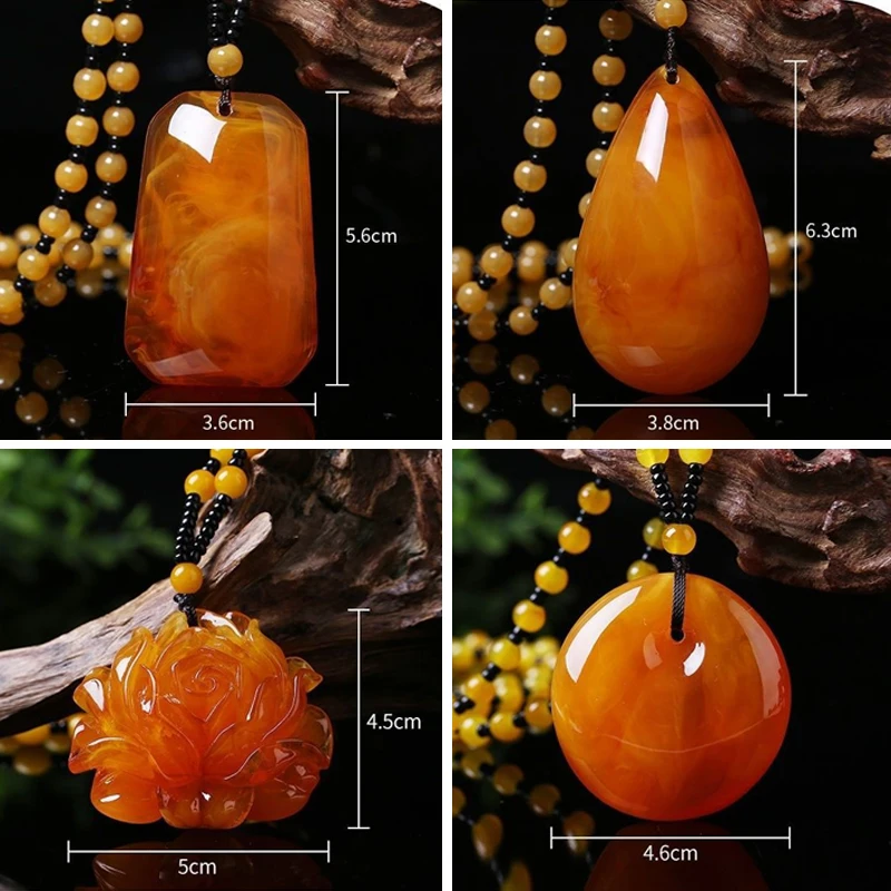 

Fashion Imitation Beeswax Pendant Necklace Chain Bead Pendants Necklaces Women Men Water Drop Shaped Jewelry Gift colgante mujer