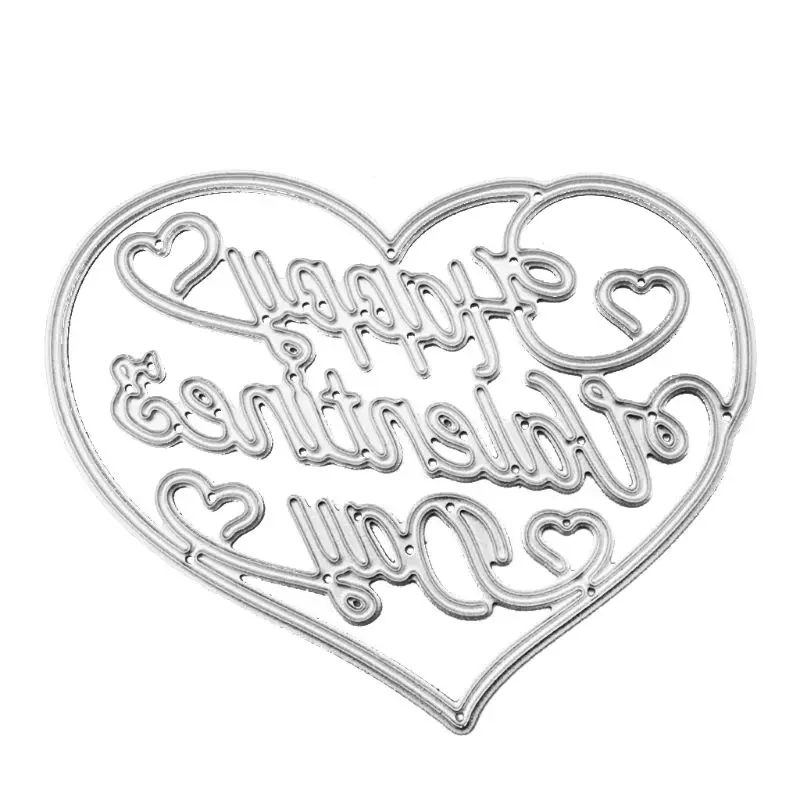 

Heart Happy Valentines Day Metal Cutting Dies Stencil Scrapbooking DIY Album Stamp Paper Card Embossing