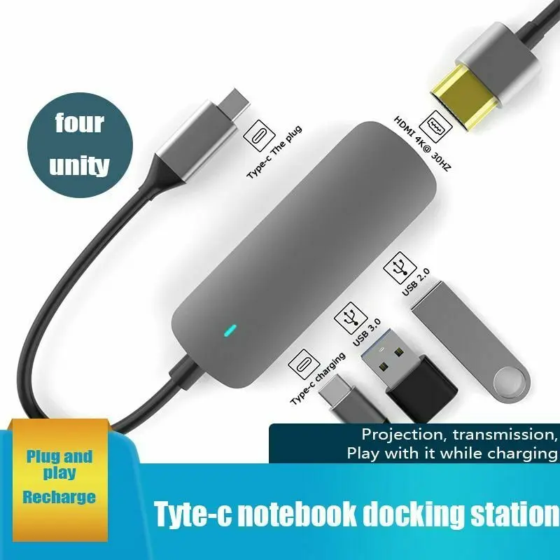 

Высокоскоростной USB-концентратор USB-C, USB 3.0 Type C, 4K HDMI, PD, зарядка, многофункциональный адаптер 4 в 1 для ноутбука Mackbook Pro, Ipad