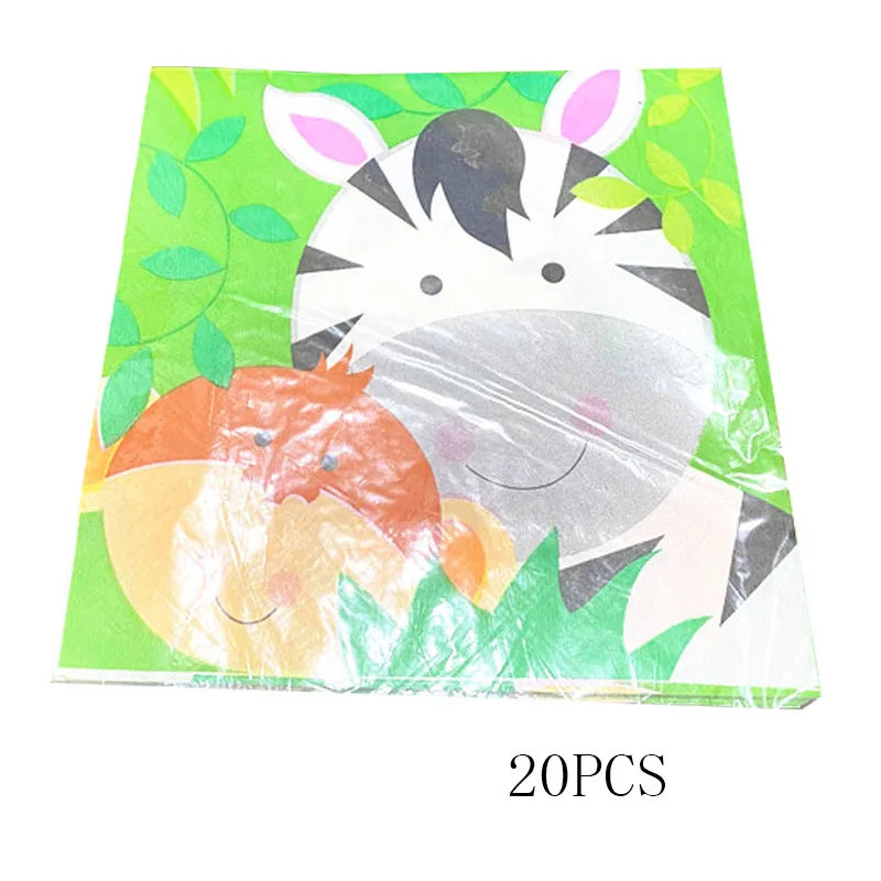 

20pcs Cartoon Animal Napkin Disposable Tableware Deco Baby Shower Boy Birthday Decoupage Paper Napkin Paper Towel