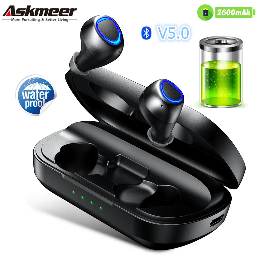 Наушники-вкладыши ASKMEER IP010 PLUS TWS Bluetooth 5 0 стерео бинауральное шумоподавление |