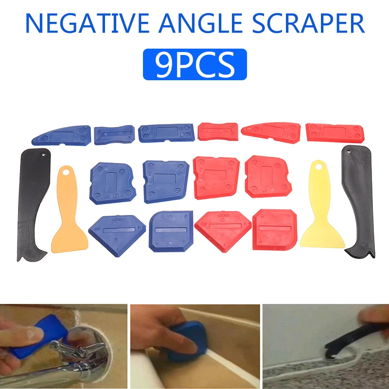 

9pcs Spatula Scraper For Door Caulk Tool Kit Silicone Sealant Spreader Silicone Sealant Tool Window Caulking Finishing Grout