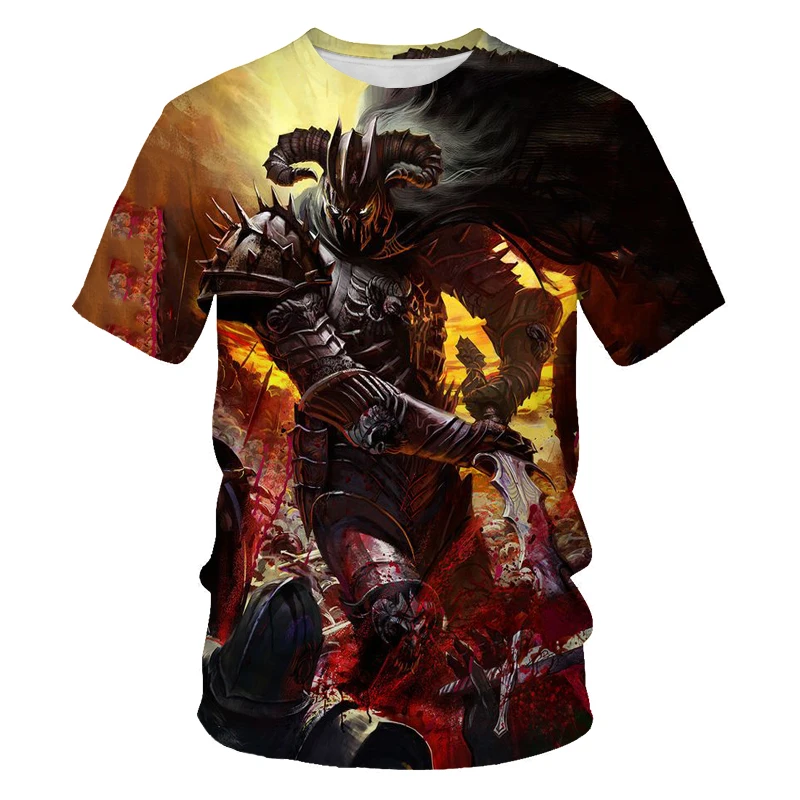 

Devil 3D printing fashion T-shirt men's angel street clothing loose and comfortable fabric O-neck devil and angel men's clothing