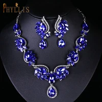 c20 gorgeous bridal jewelry sets gold silver color wedding drop earrings necklace for women female rhinestone crystal jewelry