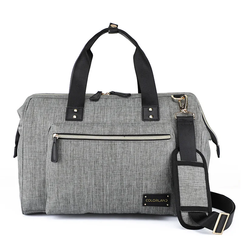 grey updated design Сумка для подгузников, Большая вместительная сумка для подгузников, водонепроницаемая сумка для беременных и путешествий, дизайнерская сумка на плечо для кормления, сумка для детской коляски - Цвет: grey updated design