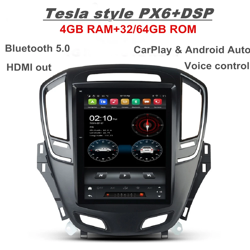 

Автомобильный DVD-плеер CarPlay в стиле Tesla PX6 Android 9,0 DSP радио GPS Bluetooth 5,0 WIFI для Opel lnsignia Buick Regal 2013-2017